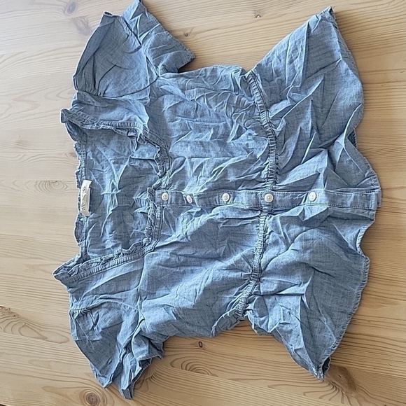 NWOT MADEWELL Chambray Ruffle-Sleeve Peplum Top S - Picture 5 of 11